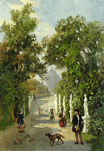 unknow artist Spaziergang auf der Allee im Park France oil painting art